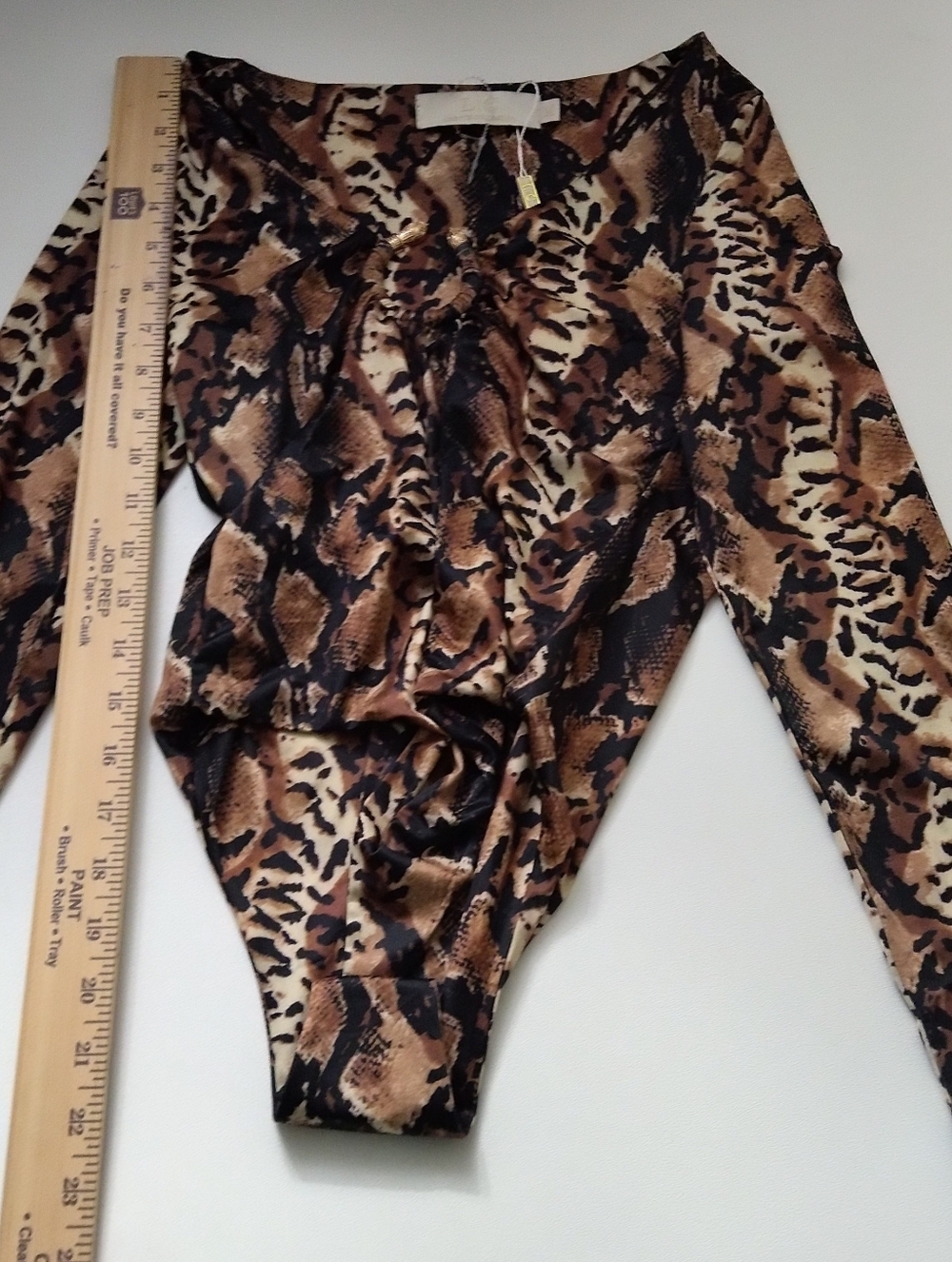 Lizzete Collection Women's Brown Animal Print Long Sleeve Bodysuit New Size M - Picture 4 of 5